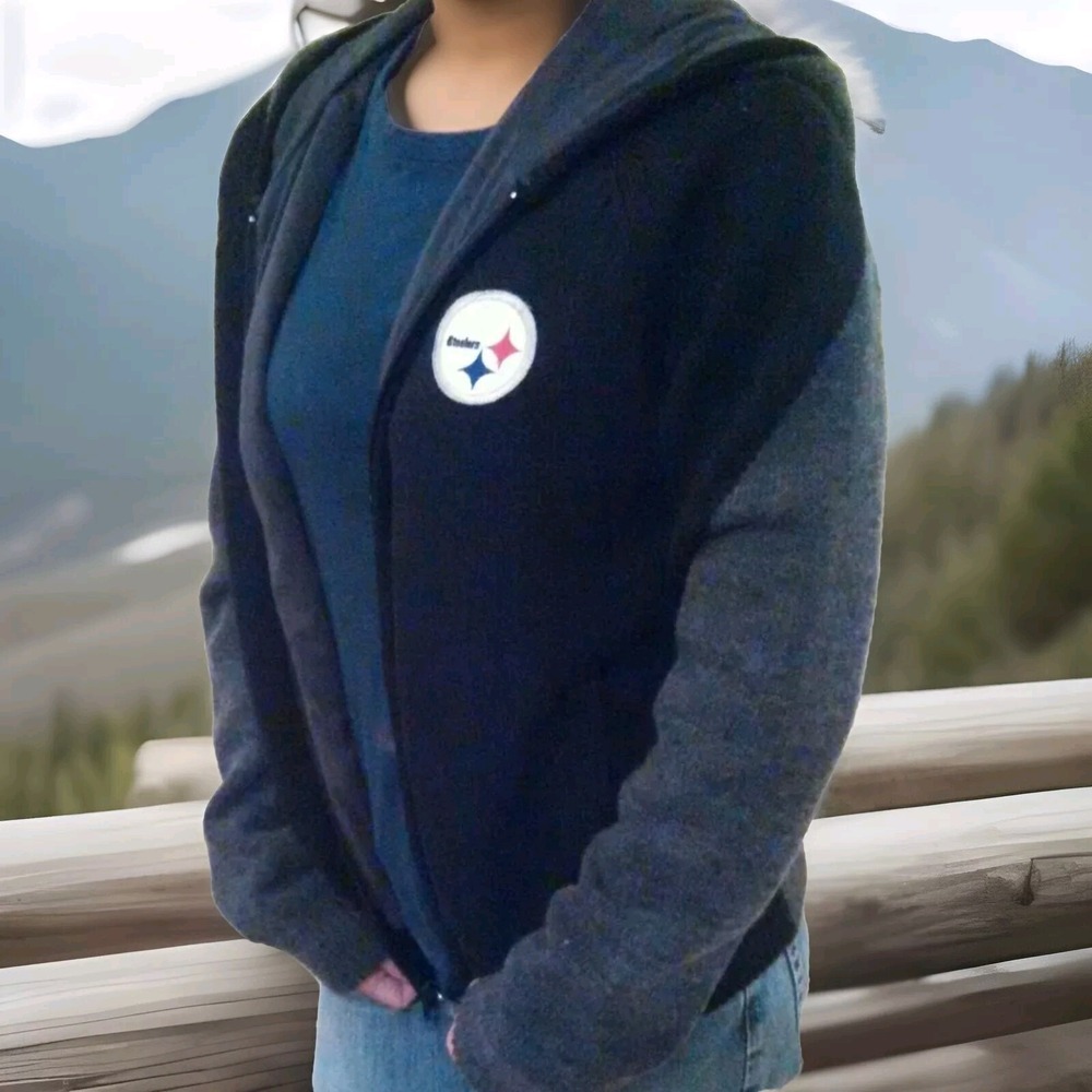 Steelers Football Womens Sweater S Heavyweight Wool Blend NFL Hooded Sports